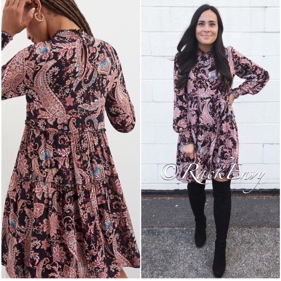 EUC Anthropologie Cady Tiered Paisley Tunic Dress small petite boho - Picture 10 of 10